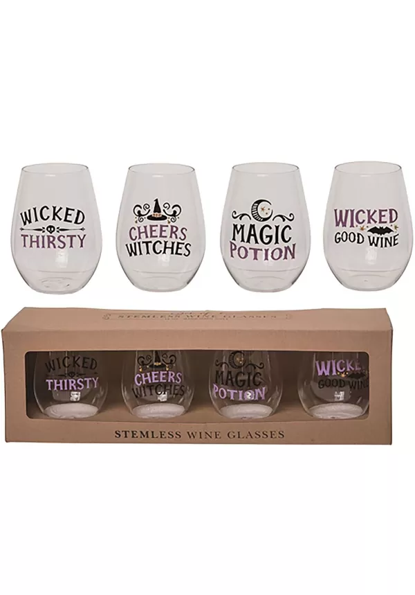 Cheap Witchy 18 Ounce Stemless Wine Glass Set Indoor Decorations