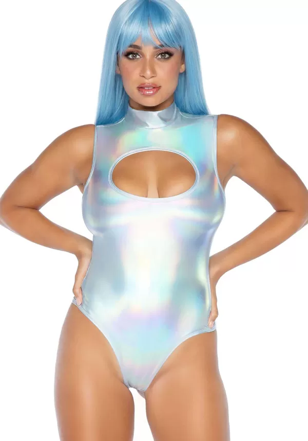 New Women'S Holographic Keyhole Bodysuit Costume Sexy Costumes