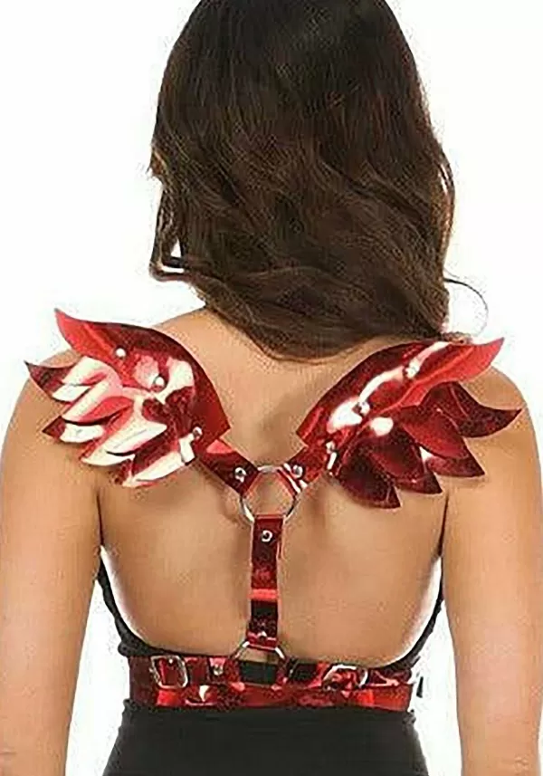 New Women'S Plus Size Red Metallic Devil Wings Wings