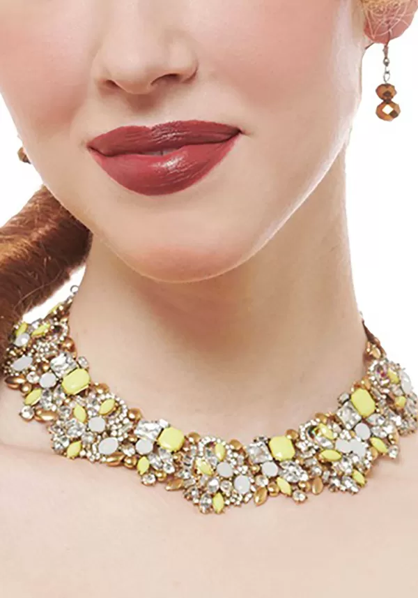 Sale Women'S Yellow Cluster Collar Necklace Costume Jewelry